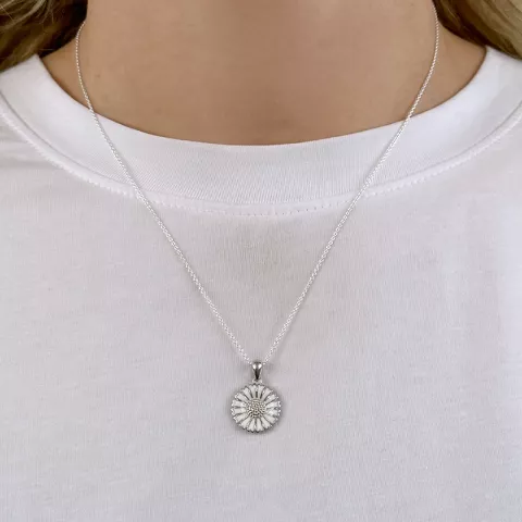 15 mm marguerit halskæde i sølv