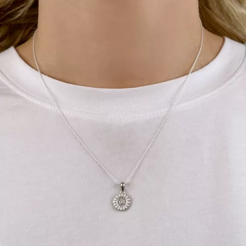 12 mm marguerit halskæde i sølv