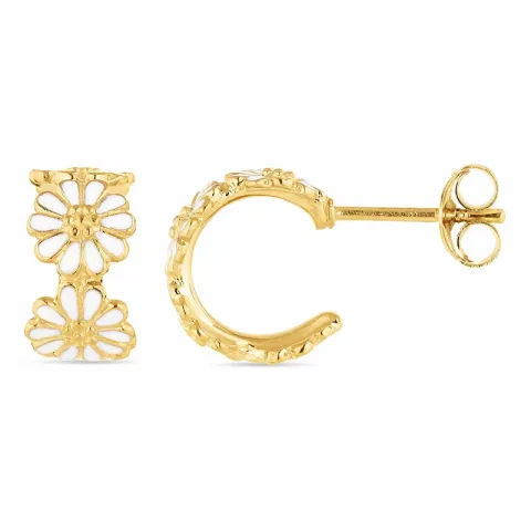 12 mm marguerit creoler i forgyldt sølv - Maggie