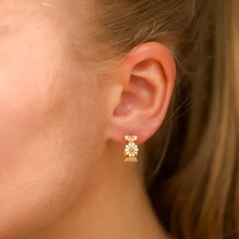 12 mm marguerit creoler i forgyldt sølv - Maggie