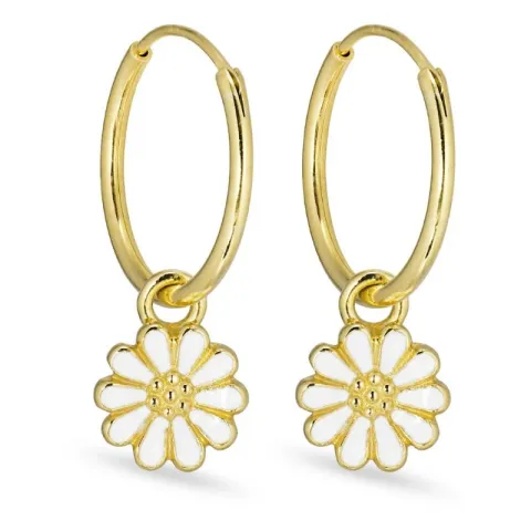 14 mm marguerit creoler i forgyldt sølv - Maggie