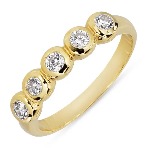 zirkon ring i forgyldt sølv