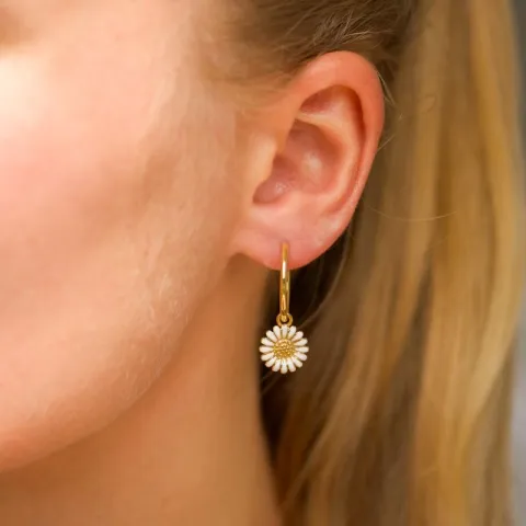 18 mm marguerit creoler i forgyldt sølv - Matilda