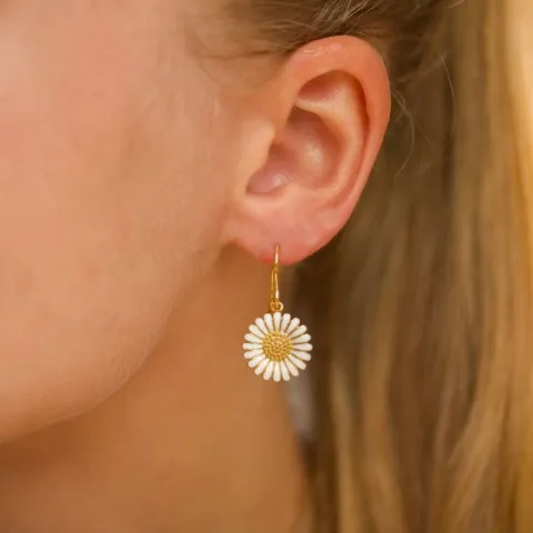 14,5 mm marguerit øreringe i forgyldt sølv - Matilda