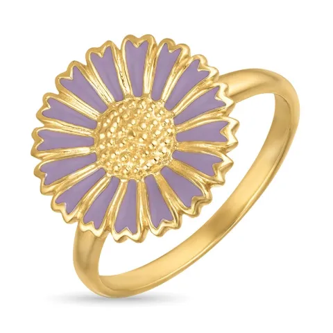 14 mm marguerit lilla ring i forgyldt sølv - Marie