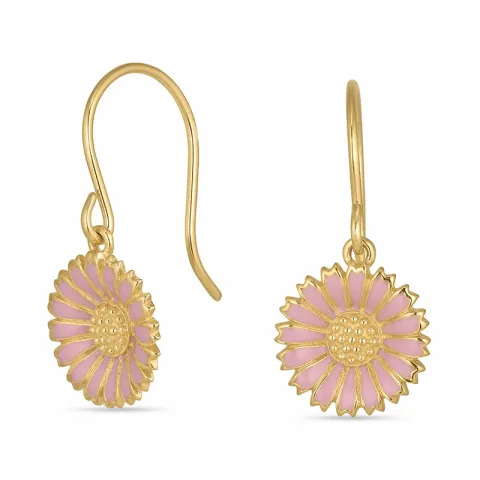 11,5 mm marguerit pink øreringe i forgyldt sølv - Marie