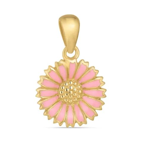 11,5 mm marguerit pink vedhæng i forgyldt sølv - Marie
