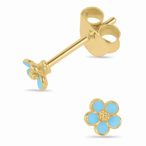 marguerit blå ørestikker i forgyldt sølv - Majse