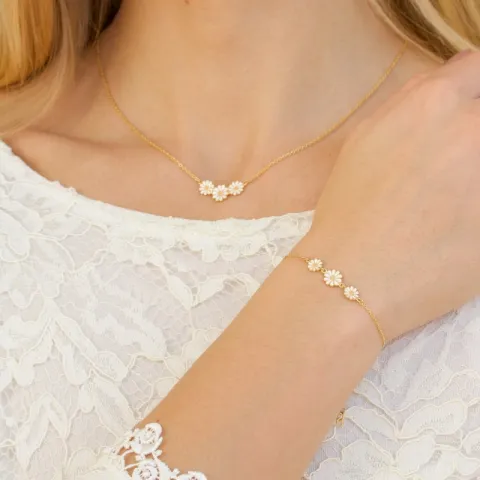 marguerit halskæde i forgyldt sølv med vedhæng i forgyldt sølv - Maggie