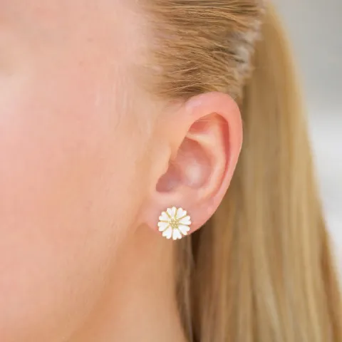 11 mm marguerit ørestikker i forgyldt sølv - Magda
