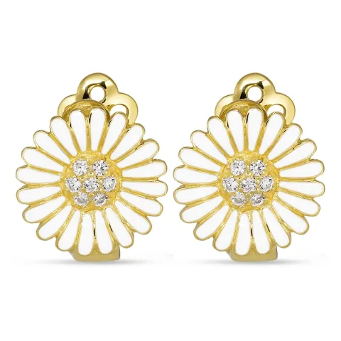 14 mm marguerit øreringe i forgyldt sølv - Matilda