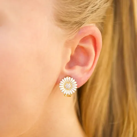 14 mm marguerit øreringe i forgyldt sølv - Matilda