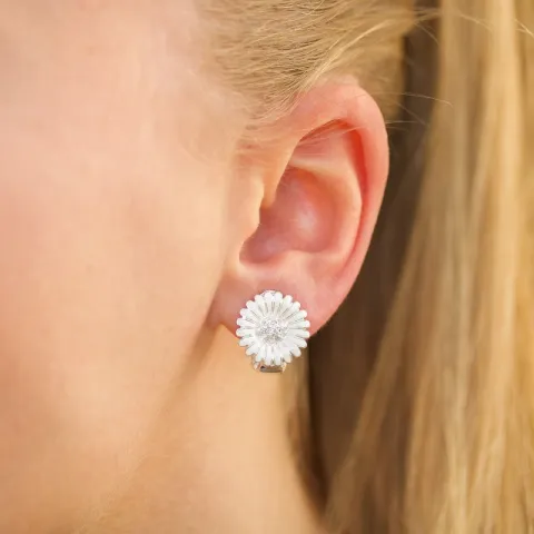 14 mm marguerit øreringe i sølv - Matilda