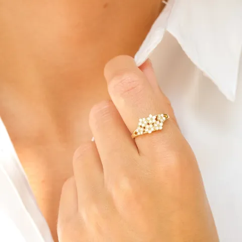 marguerit ring i forgyldt sølv