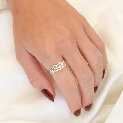 blad ring i sølv