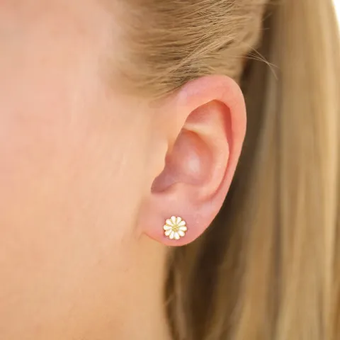 6,5 mm marguerit ørestikker i forgyldt sølv - Maggie