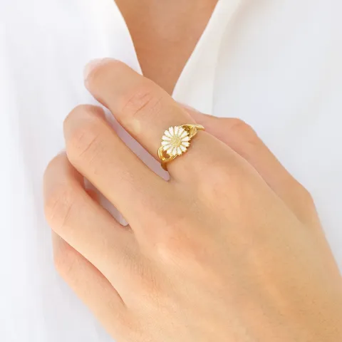 10 mm marguerit ring i forgyldt sølv - Marie