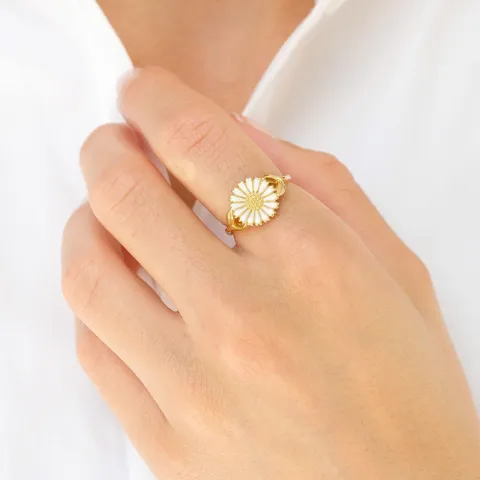 11 mm marguerit ring i forgyldt sølv - Marie