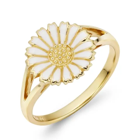 10,5 mm blomster ring i forgyldt sølv
