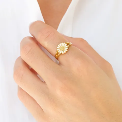 10 mm marguerit ring i forgyldt sølv - Marie
