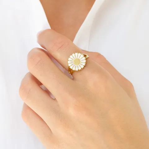 14 mm marguerit ring i forgyldt sølv - Marie