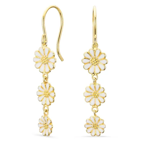 marguerit øreringe i forgyldt sølv