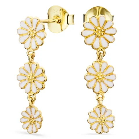 marguerit øreringe i forgyldt sølv