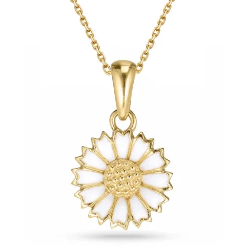 11 mm marguerit Halskæde med vedhæng i forgyldt sølv - Marie