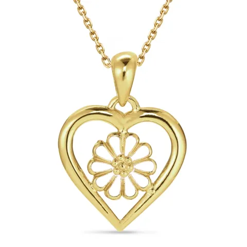 hjerte marguerit halskæde i forgyldt stål - Maggie