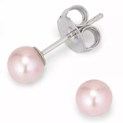 5-5,5 mm aa-graded pink perleørestikker i sølv