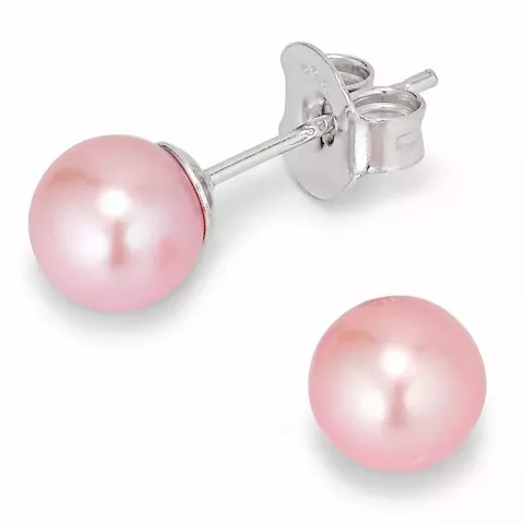 6-6,5 mm aa-graded pink perleørestikker i sølv