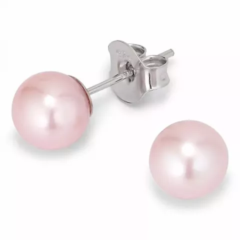 7-7,5 mm aa-graded pink perleørestikker i sølv
