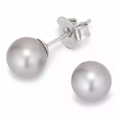 7-7,5 mm aa-graded grå perleørestikker i sølv