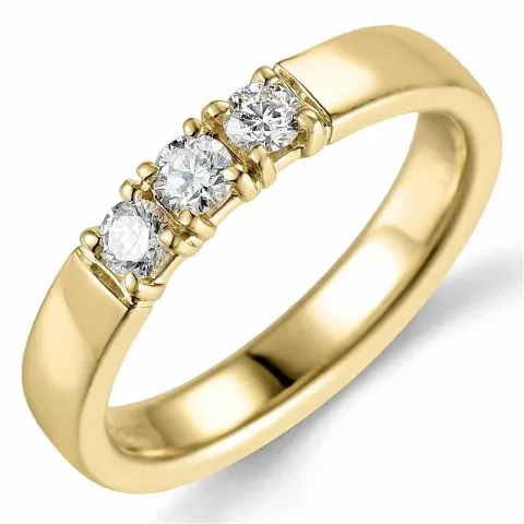 diamant alliancering i 14 karat guld 3 x 0,10 ct