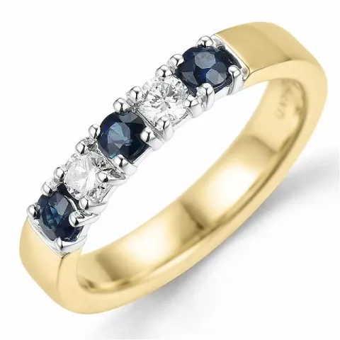 safir alliancering i 14 karat guld.- og hvidguld 0,2 ct 0,4 ct