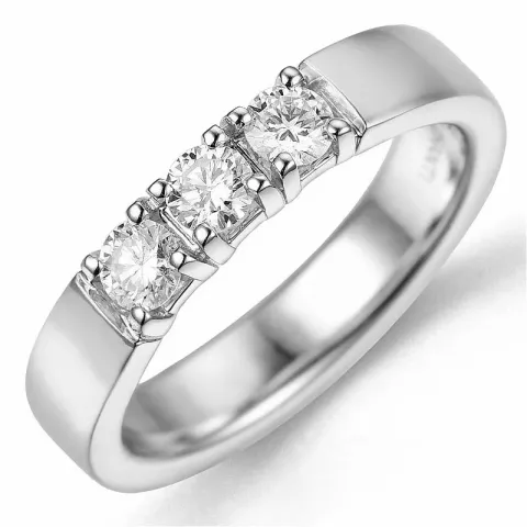 diamant alliancering i 14 karat hvidguld 3 x 0,15 ct