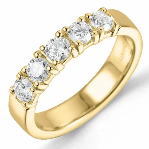 diamant alliancering i 14 karat guld 5 x 0,15 ct