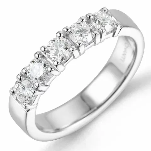 diamant alliancering i 14 karat hvidguld 5 x 0,15 ct