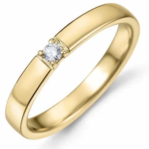 smal alliancering i 14 karat guld 1 x 0,05 ct