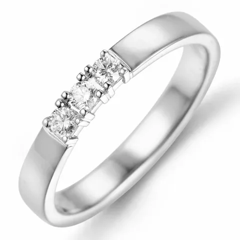 smal alliancering i 14 karat hvidguld 3 x 0,05 ct