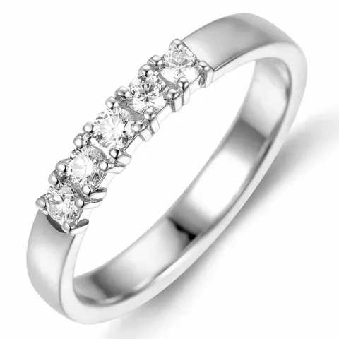 smal alliancering i 14 karat hvidguld 5 x 0,05 ct