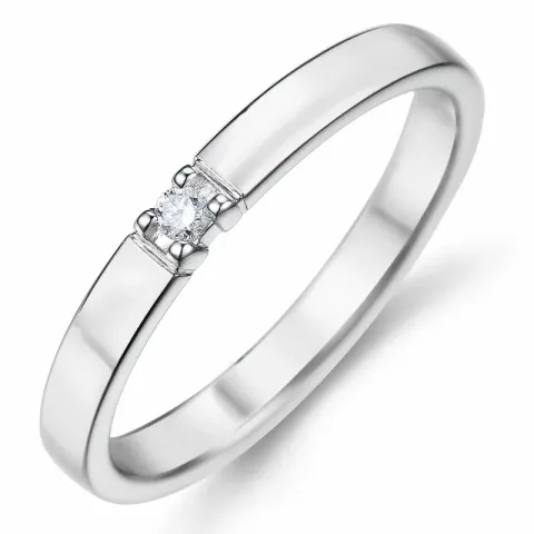 smal alliancering i 14 karat hvidguld 1 x 0,03 ct