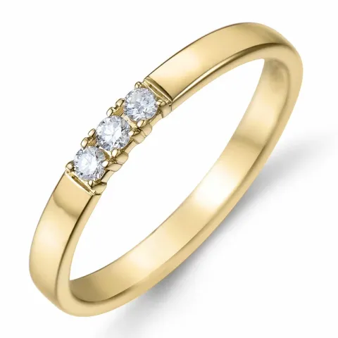 smal alliancering i 14 karat guld 3 x 0.03 ct