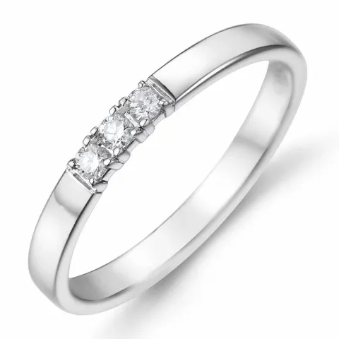 smal alliancering i 14 karat hvidguld 3 x 0.03 ct