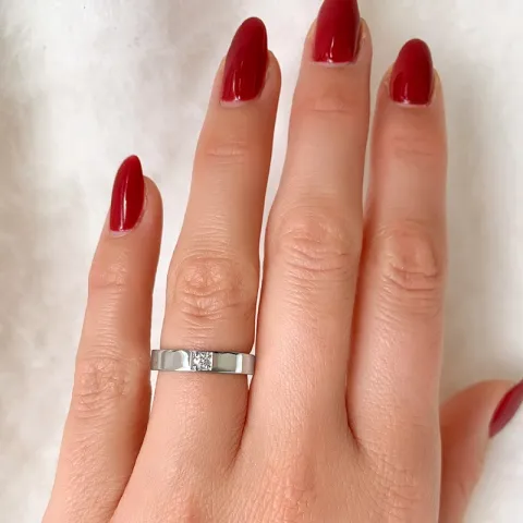 diamant alliancering i 14 karat hvidguld 1 x 0,07 ct