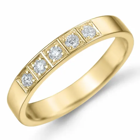 diamant alliancering i 14 karat guld 5 x 0,03 ct