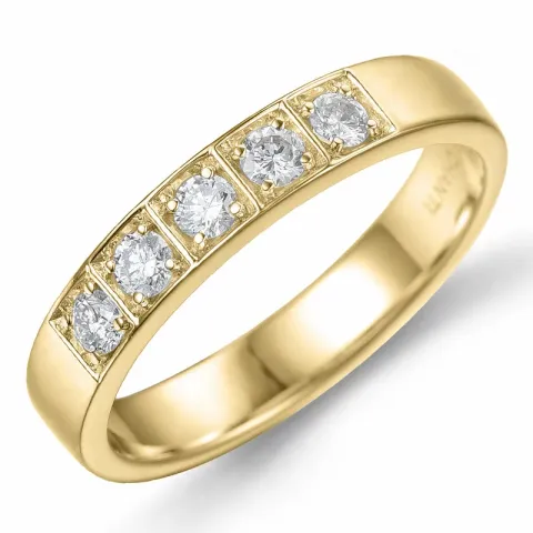 diamant alliancering i 14 karat guld 5 x 0,05 ct