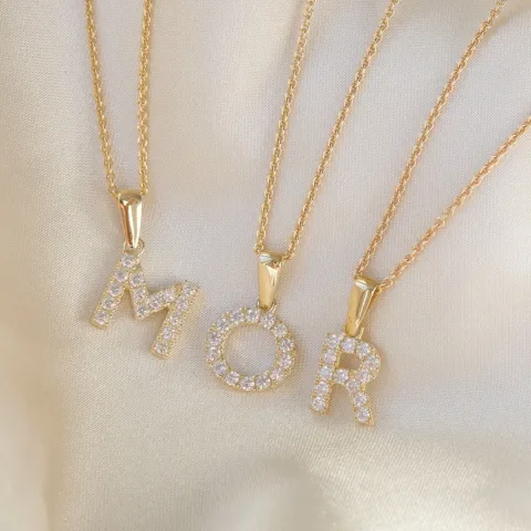 bogstav R vedhæng i 8 karat guld - My Letter