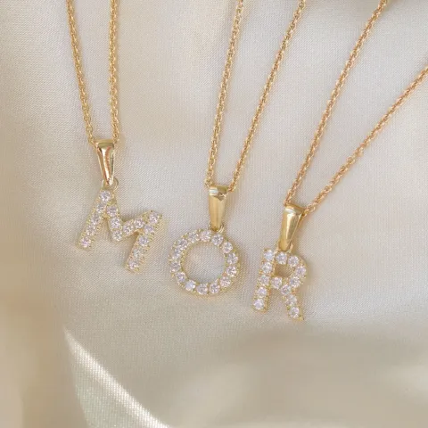 bogstav M vedhæng i 8 karat guld - My Letter