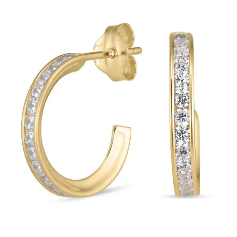 13 mm halvcreoler i 8 karat guld med zirkon